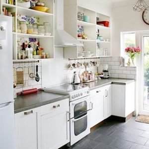 Wall-mounted Jali Shelving in kitchen