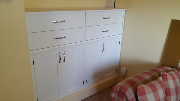 Combination unit makeover - lower section complete with drawers and doors