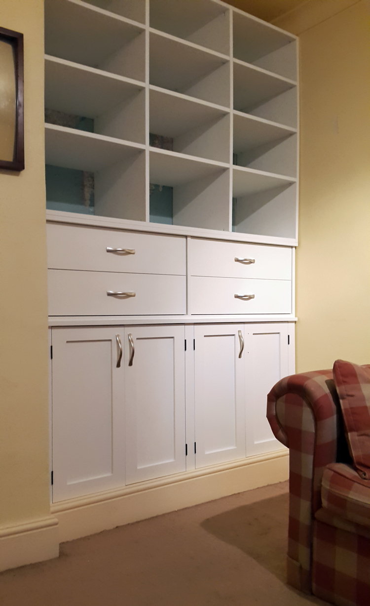Jali cupboard, drawer unit and shelving