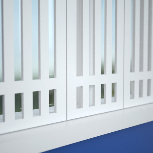 White slatted Jali Decorative Shutters, 600mm wide x 600mm high