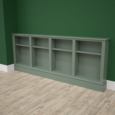 Jali Bookcase fitted to side wall, 2250mm wide x 890mm tall