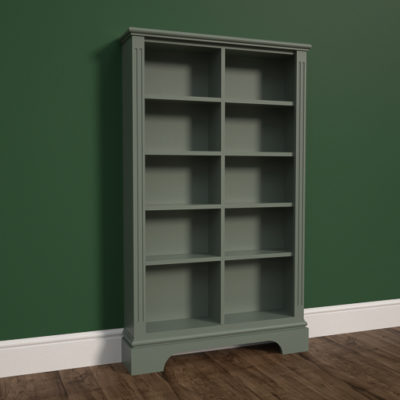 Two section green Jali Bookcase, 900mm wide x 1500mm tall