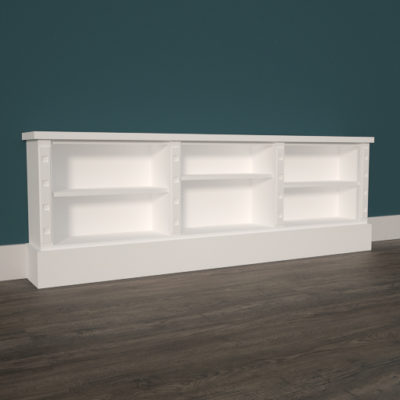 Long three-section made to measure Jali Bookcase, 1900mm wide x 650mm tall