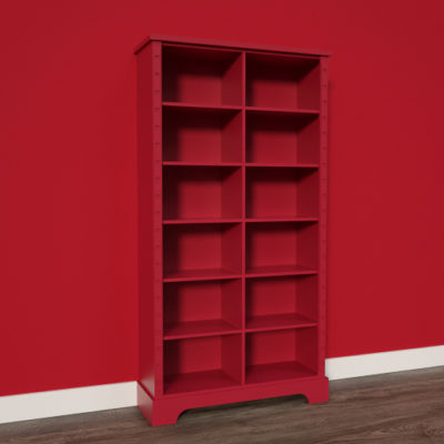 Red Jali Bookcase with arch skirting, 1200mm wide x 2286mm tall