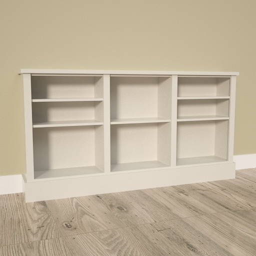 Three-section made to measure Jali Bookcase painted in cream
