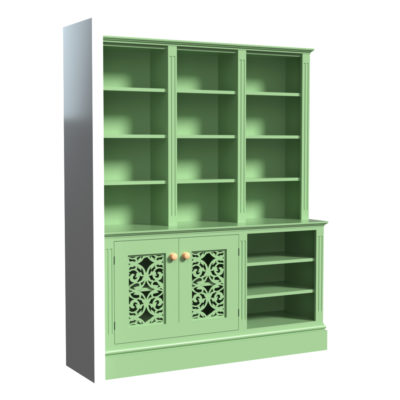 Side-fitting Jali Dresser with fretwork cupboard door panels, 1400mm wide x 1750mm tall