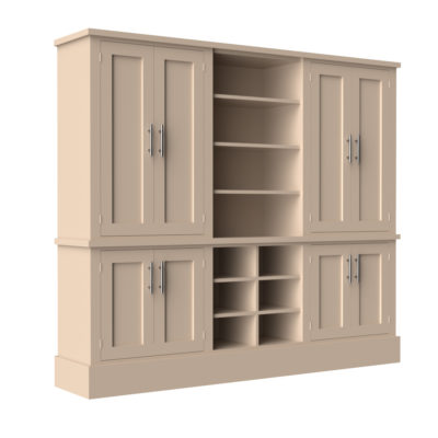 Bespoke Jali Dresser with top cupboards and shelves, 2000mm wide x 1750mm tall