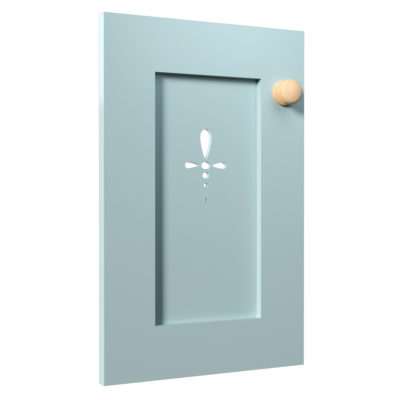 Painted Jali Door with cutout design and wooden handle, 320mm x 500mm