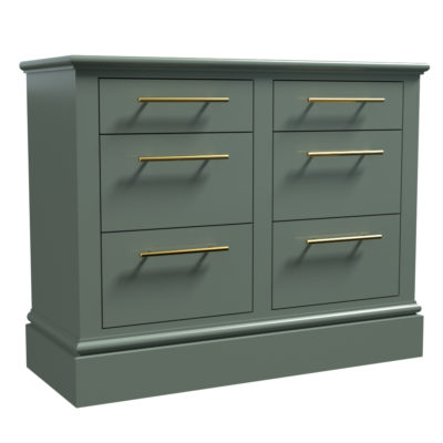 Jali Drawer Unit with graduated drawers and brass handles, 1000mm wide x 800mm tall