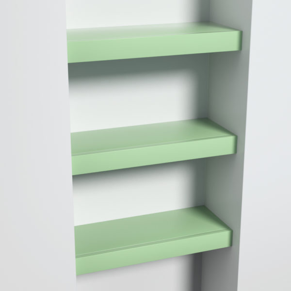 Green Alcove Shelving with lip, 500mm x 200mm by Jali