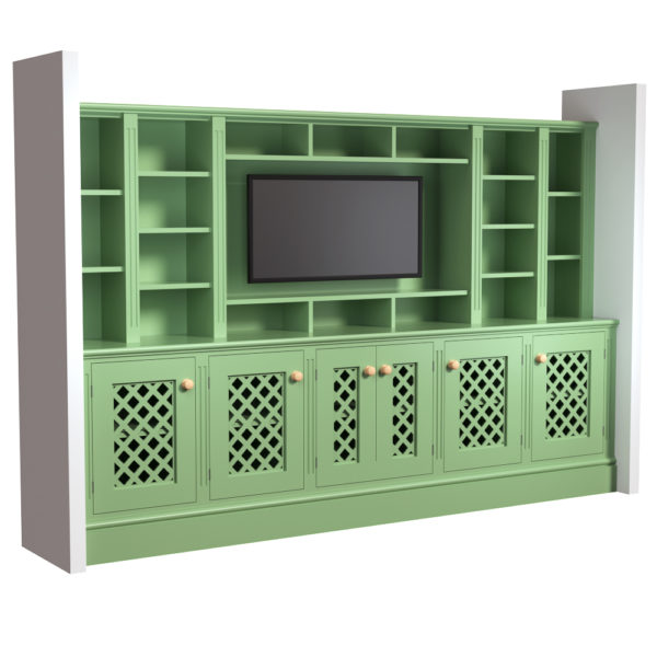 Jali TV Unit, 2500mm wide x 1600mm tall with fretwork doors