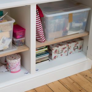 Bespoke Jali Cupboard with oak shelving