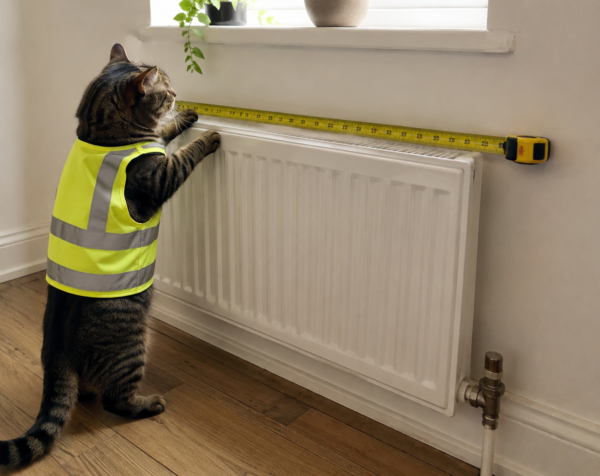 cat measuring a radiator