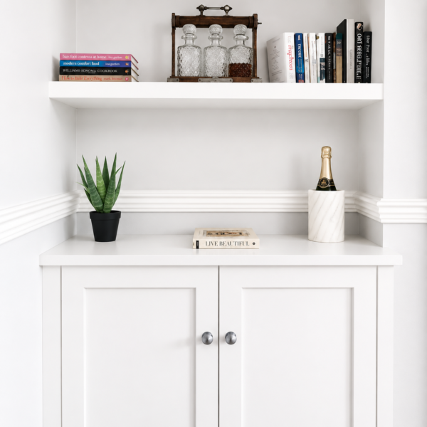 Made to measure alcove shelving and cupboard by Jali