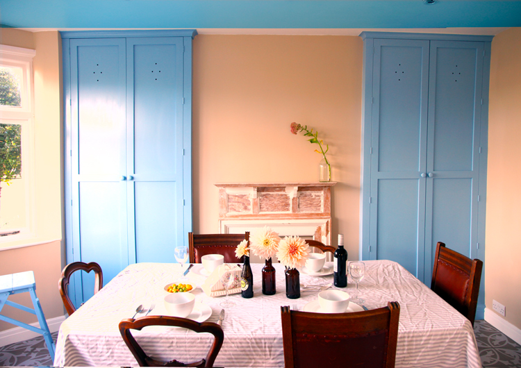 Blue Jali bespoke cupboards fitted in alcoves