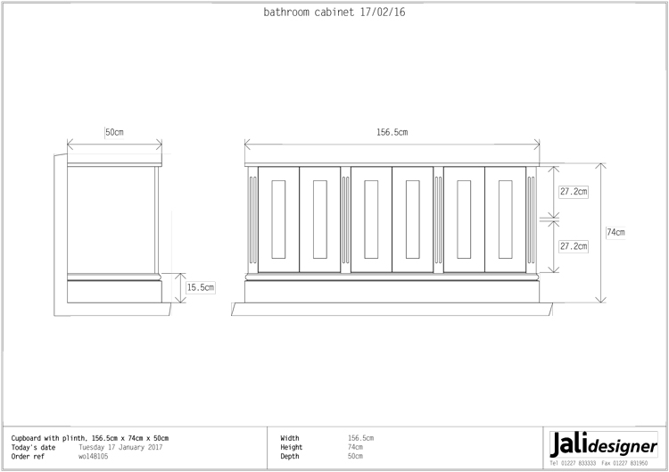 Jali bespoke bathroom cupboards (drawing)