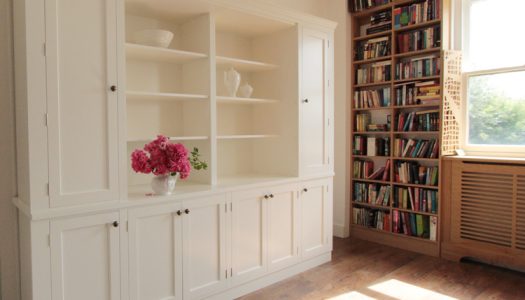 Large white Jali Dresser and oak veneered Jali Shelving and Radiator cover