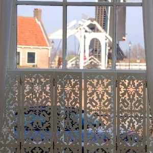 Jali decorative window shutters with Dutch windmill