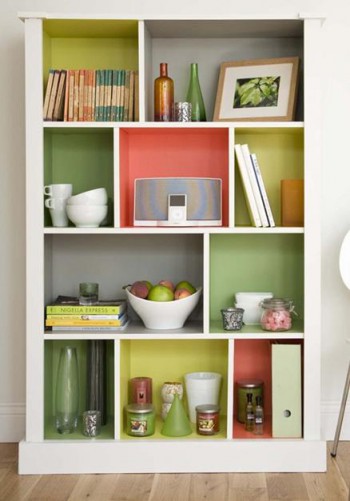 Jali bespoke shelving painted in various colours