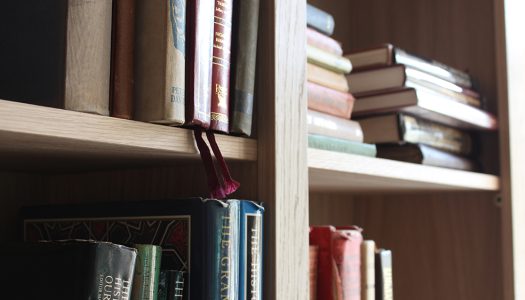 Books on bespoke oak veneered Jali Bookcase