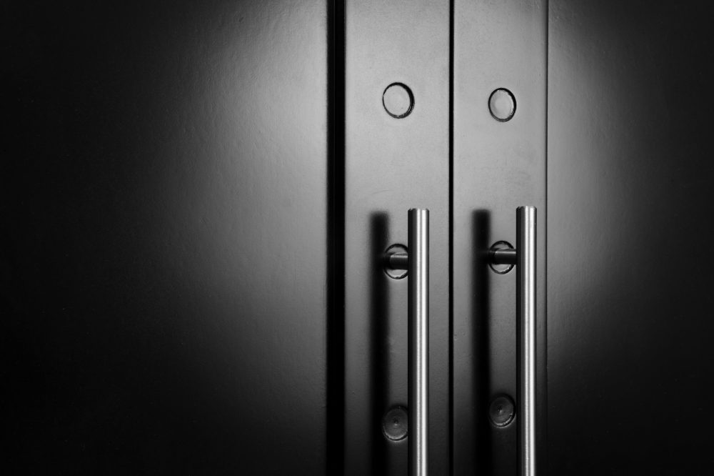 Black Jali Wardrobe doors with bar handles