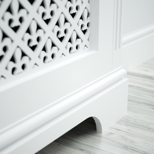 White finish on bespoke Jali Radiator Cover