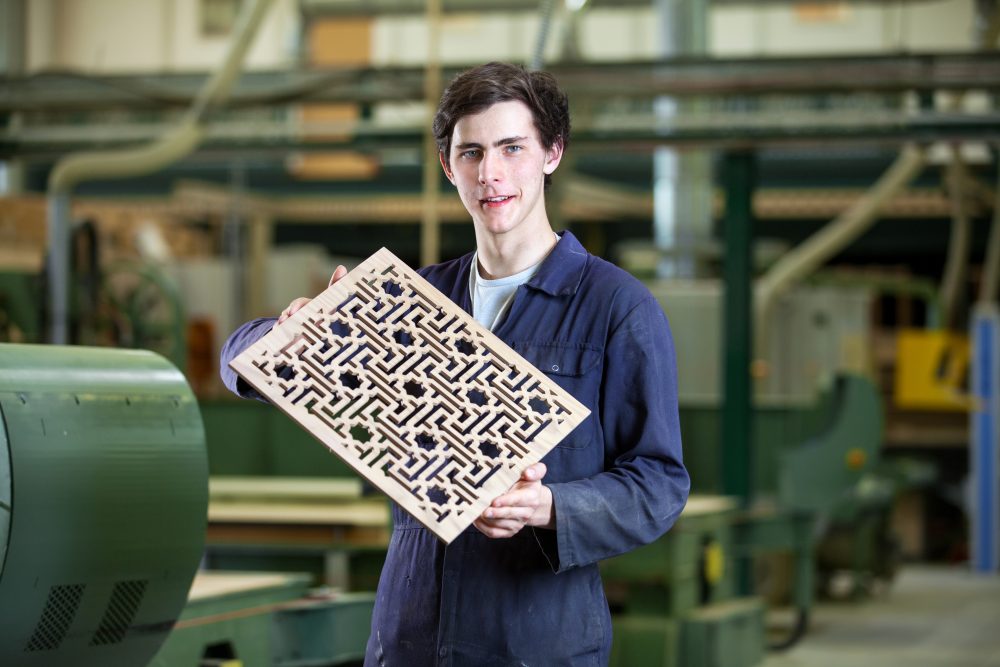 Raph with Jali Fretwork in the workshop