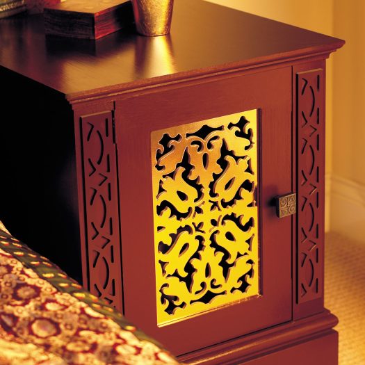 Gold foiled Jali bedside cupboard