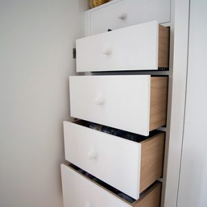 A stack of soft close drawers made to measure by Jali