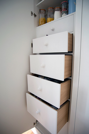 A stack of soft close drawers made to measure by Jali