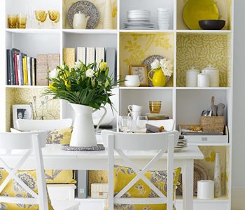 Design idea for Jali Shelving using wallpaper