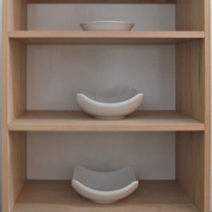 Oak veneer Jali shelving