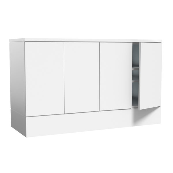 White Jali Cupboard with two sections and soft close doors