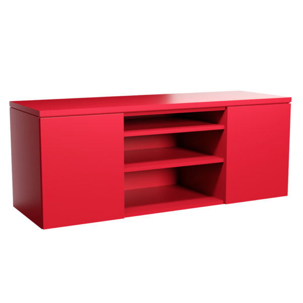 Low profile Media Stand top-coated in red