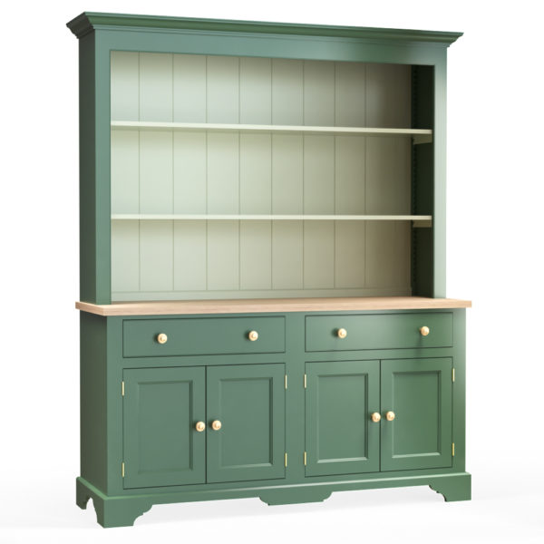 Green Kitchen Dresser with grooved backboard by Jali