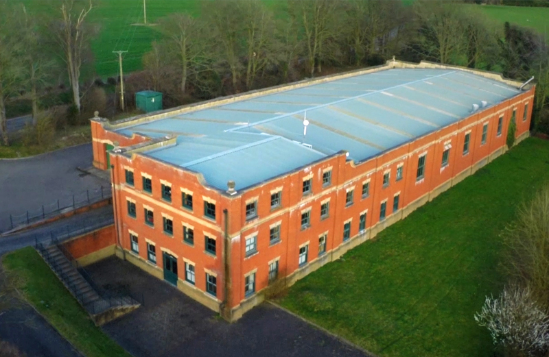 Aerial view of Jali Factory in Kent designed by Nicholas Showan