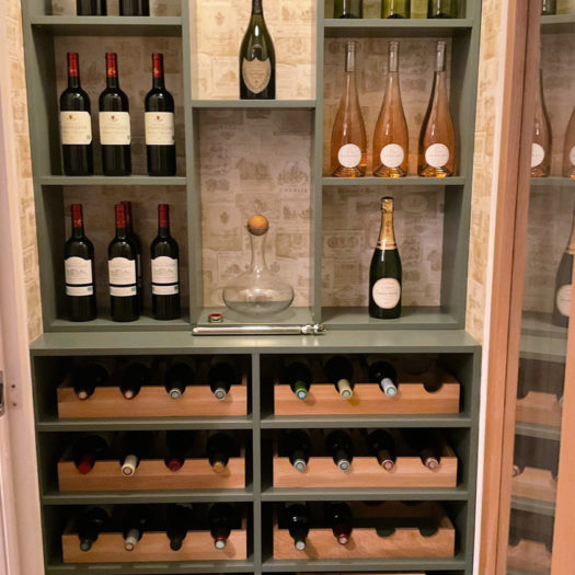 Bespoke wine rack created in customised Jali shelving