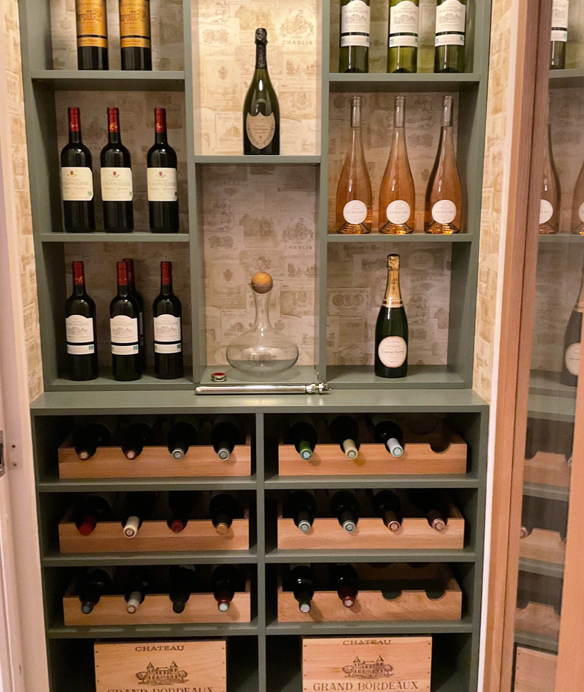 Bespoke wine rack created in customised Jali shelving