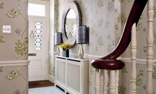 Slatted Jali Radiator Cover in hallway