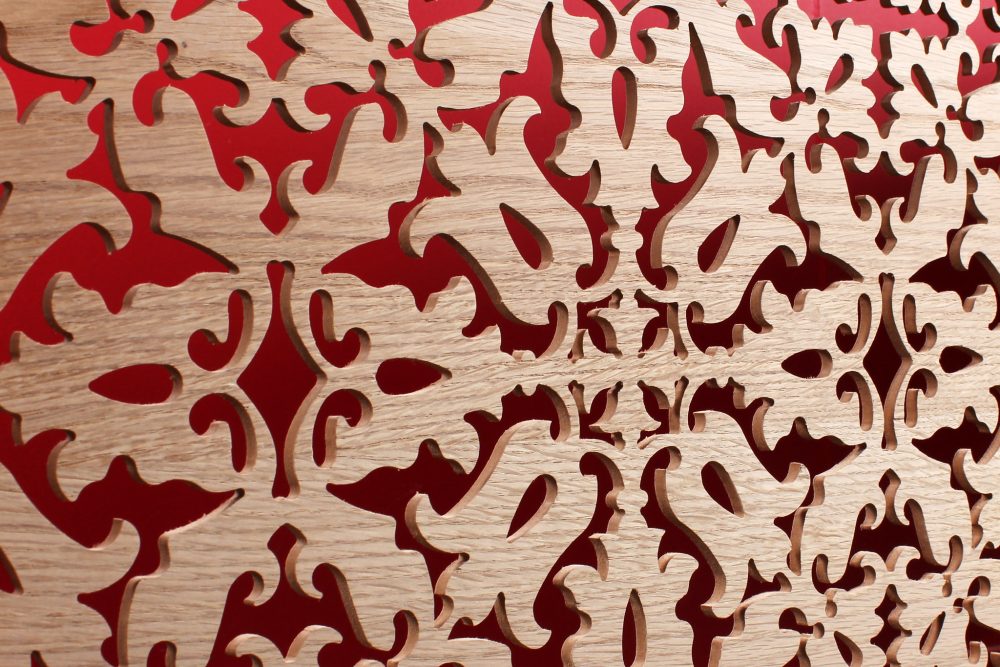 Real wood oak veneer Jali Fretwork Panel