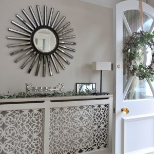 Christmas-styled hallway with Jali Radiator Cover