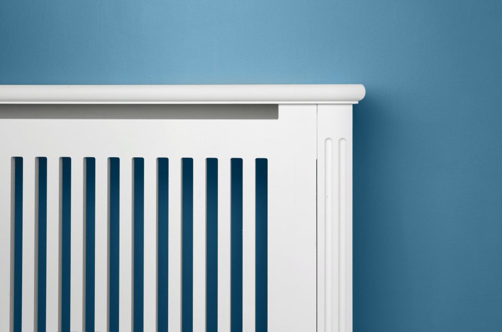 Contemporary Radiator Cover on blue