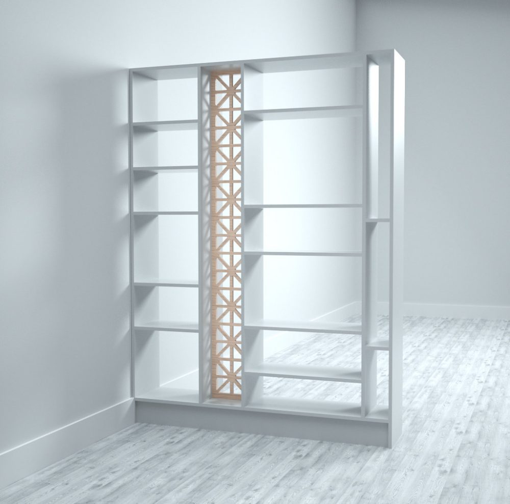 Made to measure white Jali Room Divider with oak fretwork
