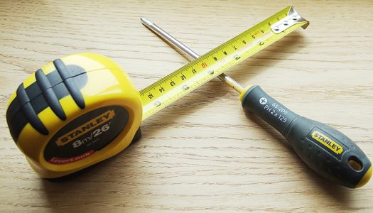 Tape measure and screwdriver
