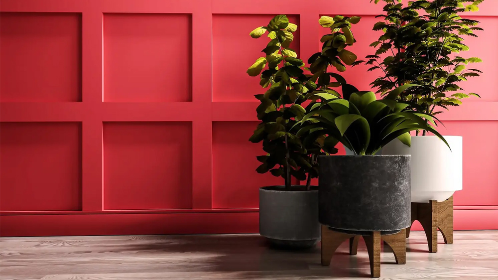 Red Jali square design Wall Panelling