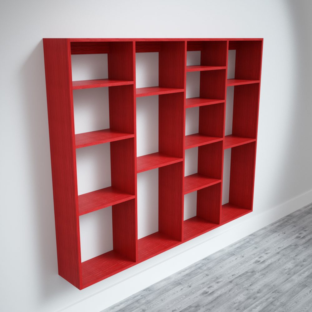 Jali wall-mounted red shelving