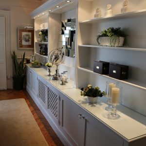 Large Jali wall unit with fretwork doors and added downlighters